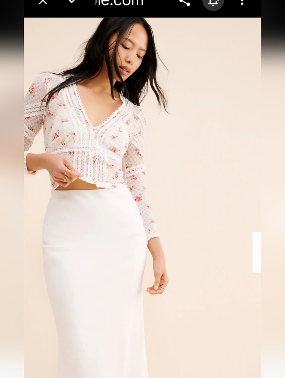 Free People Kika Printed Lace Detail Top * NWOT *Large - Picture 3 of 4